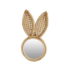 Rattan rabbit mirror
